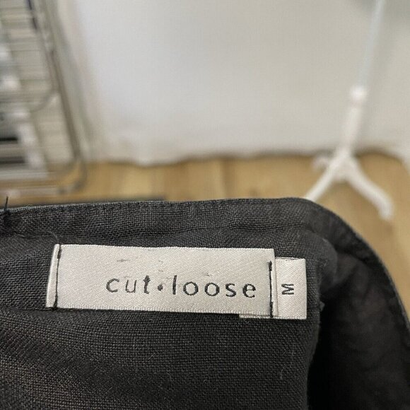 Cut Loose 100% Linen Button Down Tunic Top Lagenlook Classic Black size Medium - Picture 4 of 5